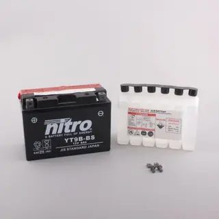Nitro N-YT9B-BS - 12V ATV/MC/Sn&#248;scooter Batteri 12V, 8Ah, 150x70x105, Syreflaske AGM