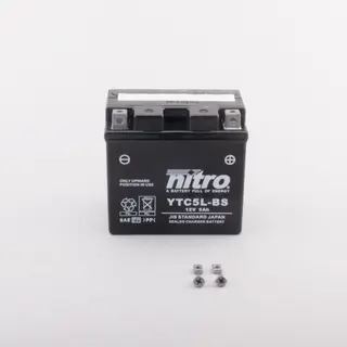 Nitro YTC5L-BS - 12V ATV/MC/Sn&#248;scooter Batteri 12V, 5Ah, 114x71x106, AGM GEL