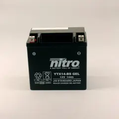 Nitro YTX14-BS - 12V ATV/MC/Sn&#248;scooter Batteri 12V, 12Ah, 150x87x145, Forsegl. AGM GEL