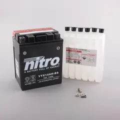Nitro YTX14AH-BS - 12V ATV/MC/Sn&#248;scooter Batteri 12V, 12Ah, 134x89x166, Syreflaske AGM