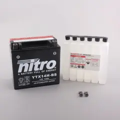 Nitro YTX14H-BS - 12V ATV/MC/Sn&#248;scooter Batteri 12V, 12Ah, 150x87x145, Syrepakke, AGM