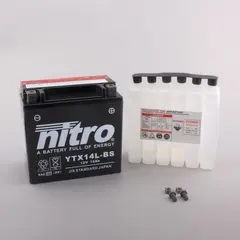 Nitro YTX14L-BS - 12V ATV/MC/Sn&#248;scooter Batteri 12V, 12Ah, 150x87x145, Syrepakke, AGM