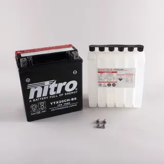 Nitro YTX20CH-BS - 12V ATV/MC/Sn&#248;scooter Batteri 12V, 18Ah, 150x87x161, Syreflaske, AGM