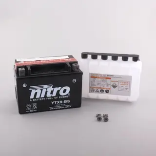 Nitro YTX9-BS - 12V ATV/MC/Sn&#248;scooter Batteri 12V, 8Ah, 150x87x105, Syreflaske, AGM