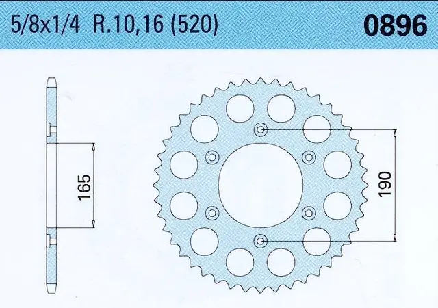 Drev bak KTM Alu MX 125 1988-89 