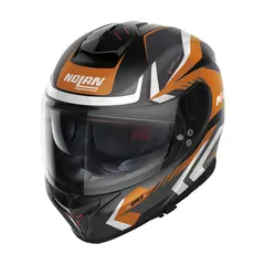 Nolan N80-8 Rumble Sort/Oransj S/56 Sporty helhjelm, N-Com, Komfort,Solvisir