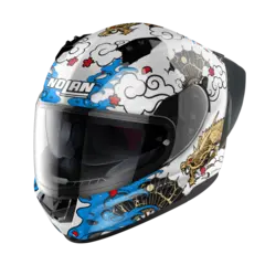 Nolan N60-6 Sport Wyvern hvit/bl&#229;  L-60 ECE 22-06 Sport, solvisir, Spoiler