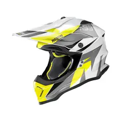 Nolan N53 Portland Crosshjelm - Met hvit/gul L/60 MX-hjelm, komfort, agressiv design