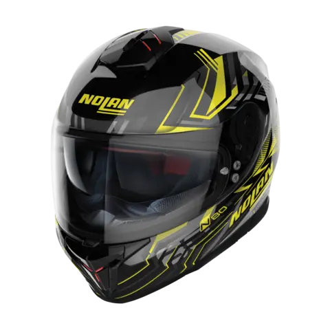 Nolan N80-8 Turbolence Sort/gul ECE 22-06 Sporty N-Com Komfort Solvisir