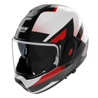 Nolan N120-1 Ciclone Hvit/rød ECE 22-06, N-Com, Hjelm m/"Flip back"