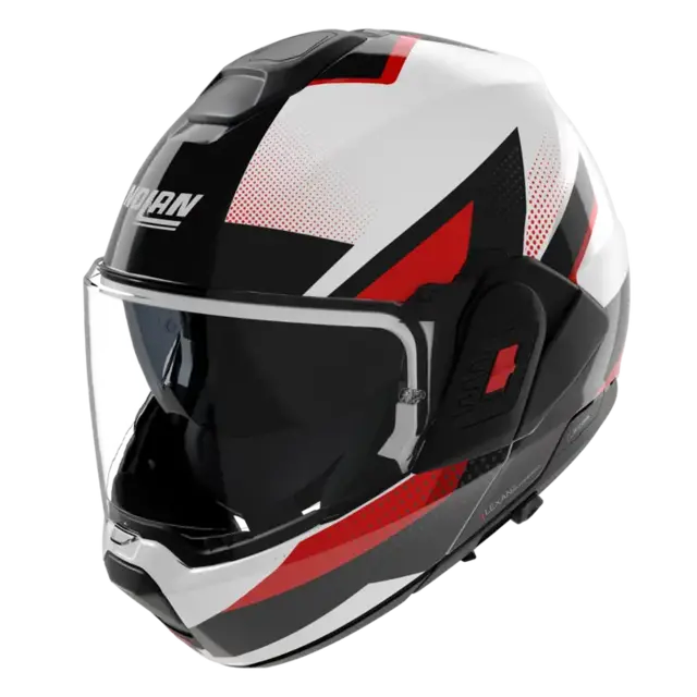 Nolan N120-1 Ciclone Hvit/rød  L-60 ECE 22-06, N-Com, Hjelm m/"Flip back" 
