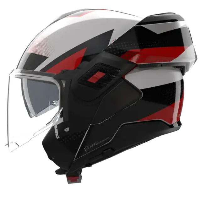 Nolan N120-1 Ciclone Hvit/rød  L-60 ECE 22-06, N-Com, Hjelm m/"Flip back" 