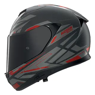 Nolan X-904 Carbon Rombo Rød ECE 22-06 N-Com DD-Ring Sport Solvisir