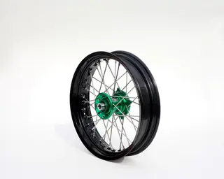 REX 17x3.50 Kawa Framhjul - 20mm aksel KX/KXF 125-450, 06-&gt;   Sort, Gr&#248;nt Nav
