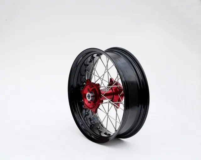 REX 17x5.0 Honda Bakhjul - 25mm aksel Sort Felgring m/Rødt Nav CR/CRF 13-> 