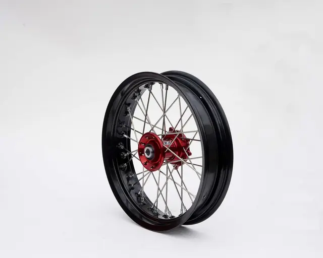 REX 17x3.50 Honda Framhjul - 20mm aksel Sort Felgring m/Rødt Nav CR/CRF 95-> 