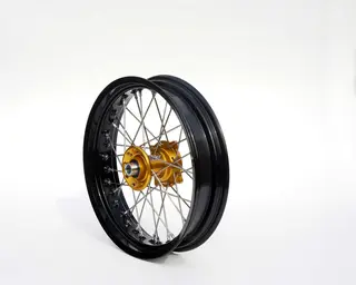 REX 17x3.50 Suzuki Framhjul - 22mm aksel RMZ 250/450, 05-&gt;  Sort Ring, Gull Nav