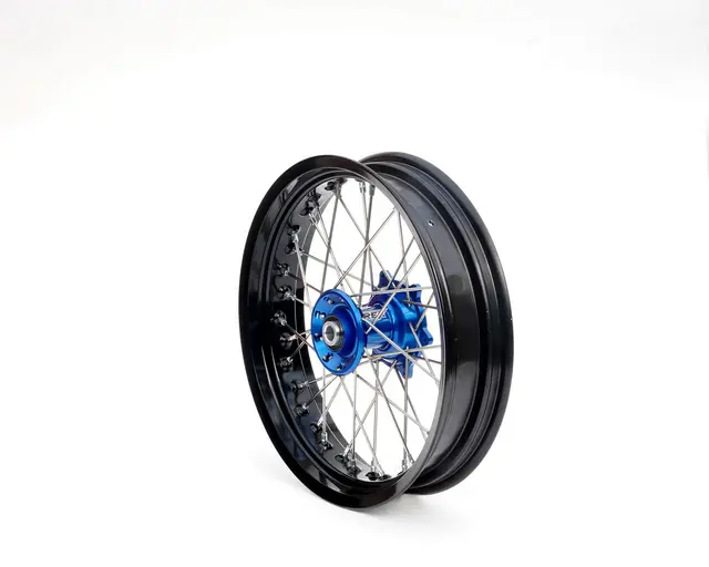 REX 17x3.50 Yamaha Framhjul - 20mm aksel Sort Felgring m/ Blått Nav YZ,YZF '93-> 