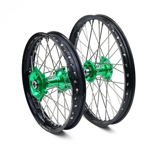 REX 19x2,15 Kawa Bakhjul - 25mm aksel KX/KXF 250/450 03->   Sort, Grønt Nav 