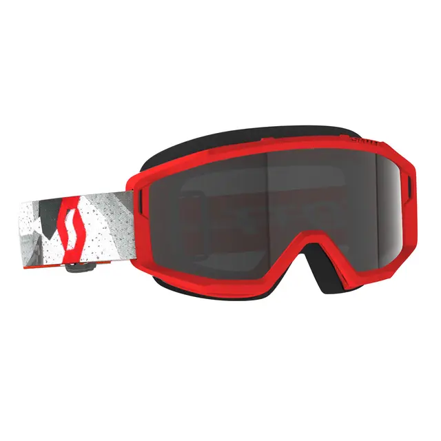 Scott Primal MX SD - Hvit/Rød Høyfartsbrille - Mørk Grå Linse 