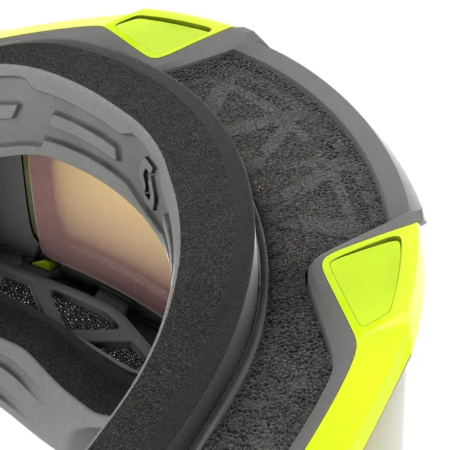Scott Fury SX Brille - Lys Grå/Neongul Enhancer Gul Chrome Linse 