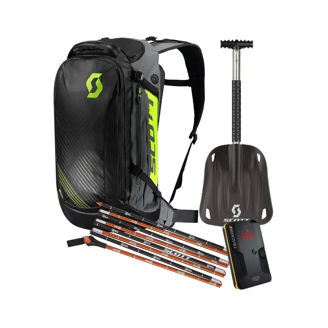 Scott Sekk SMB 22 - Sort/Gul, Kit-4 Spade, søkestang, skredsøker & sekk 