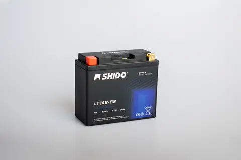 Shido LT14B-BS Lithium - 12V ATV/MC/Snøscooter Batteri 12V, 4.8Ah, 60Wh, 150x65x144