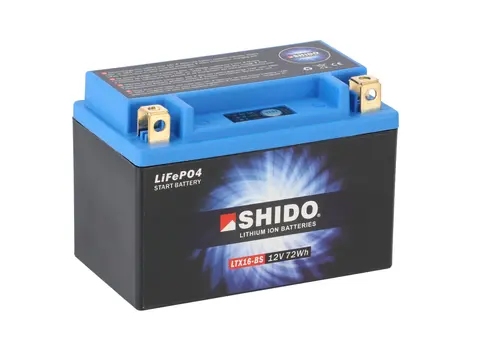 Shido LTX16-BS Lithium - 12V ATV/MC/Snøscooter Batteri 12V, 6Ah, 72Wh, 150x87x164