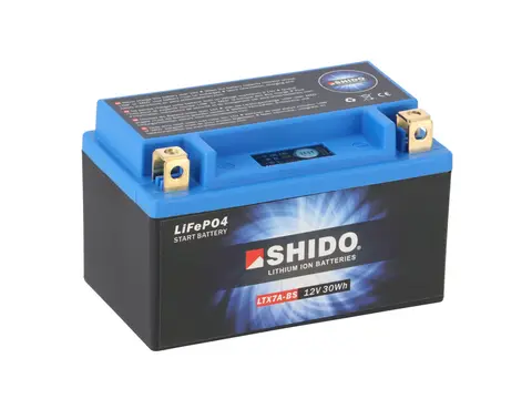 Shido LTX7A-BS Lithium - 12V ATV/MC/Snøscooter Batteri 12V, 2.4Ah, 30Wh, 150x87x93