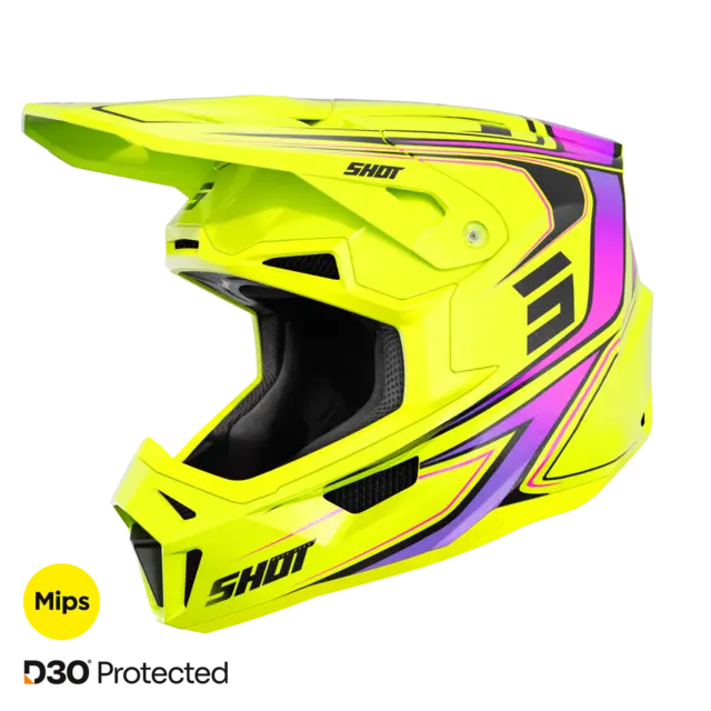 Shot Lite Glory Crosshjelm XS Mips - Neon Gul Perlemor 