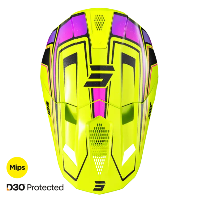 Shot Lite Glory Crosshjelm XS Mips - Neon Gul Perlemor 