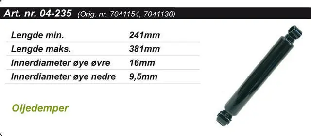 Støtdemper Polaris Bakre Standard - Olje OEM: 7041237, 7041130, 1540552 
