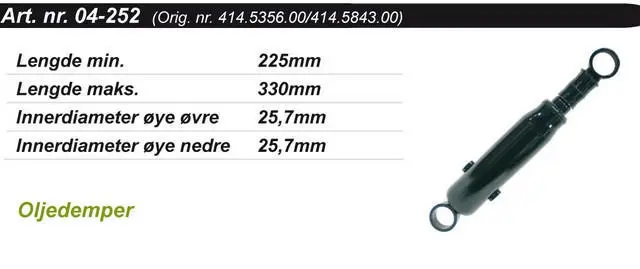 Støtdemper S/D - Front/Bak Std - Olje OEM: 414535600, 414702300 + 
