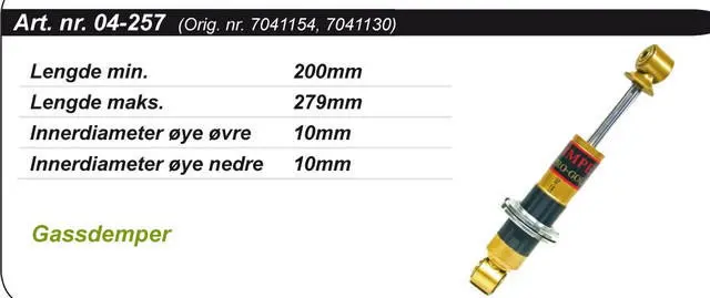 Støtdemper Polaris Fremre Kimpex Gold 7041430, 7041743 