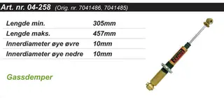 St&#248;tdemper Polaris Fremre Kimpex Gold 7041485, 7041486
