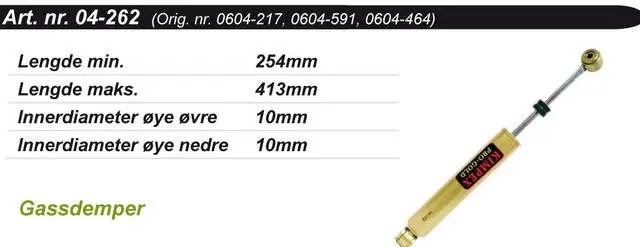 Støtdemper AC Bakre Kimpex Gold 0604-217,  0604-591,  0604-464 