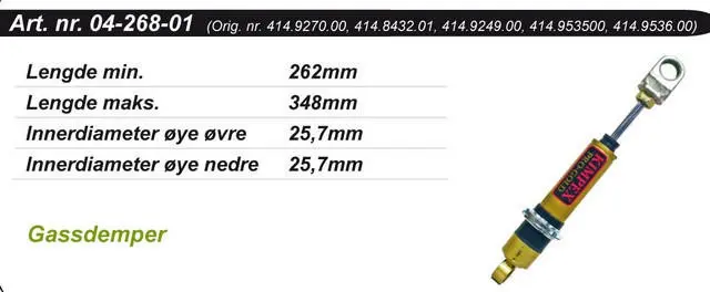 Støtdemper Ski-Doo Bakre Kimpex Gold OEM: 414927000/53500, 414953500/600 