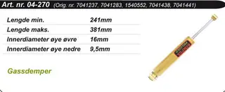 St&#248;tdemper Polaris Bakre - Gass 7041438 7041237,7041283,7041154,1540522,7041130