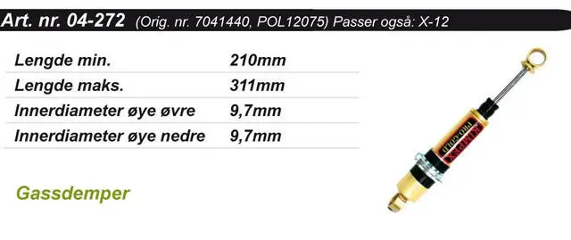 Støtdemper Polaris Bakre Kimpex Gold 7041440, 7041481 