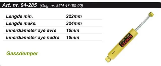 Støtdemper Yamaha Bakre Kimpex Gold 86M4748000 