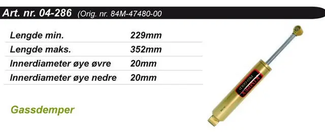 Støtdemper Yamaha Bakre Kimpex Gold 84M4748000 