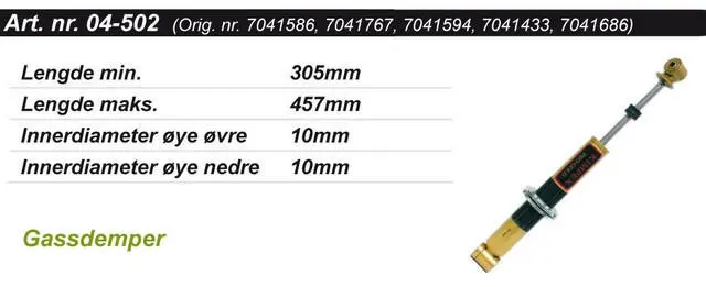 Kimpex Gold Støtdemper Polaris 7041586/7041767/7041594/7041433/7041686 