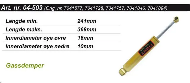Støtdemper Polaris Kimpex Gold OEM: 7041577, 7041728, 7041757 