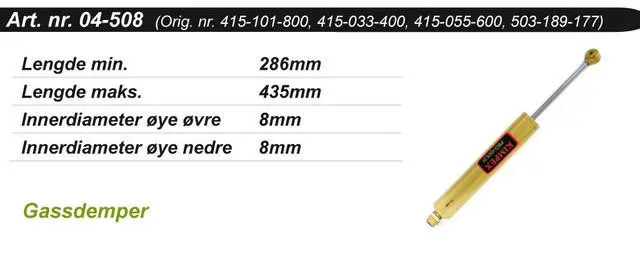 Støtdemper Ski-Doo/Lynx Kimpex Gold 415101800/415033400/415055600/503189177 