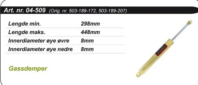 Støtdemper Ski-Doo/Lynx Kimpex Gold 503189172  503189207 