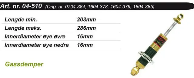 Støtdemper Arctic Cat Kimpex Gold 0704-384, 1604-378, 1604-379, 1604-385 