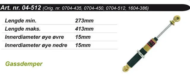 Støtdemper Arctic Cat Kimpex Gold 0704-435, 0704-450, 0704-512, 1604-386, 