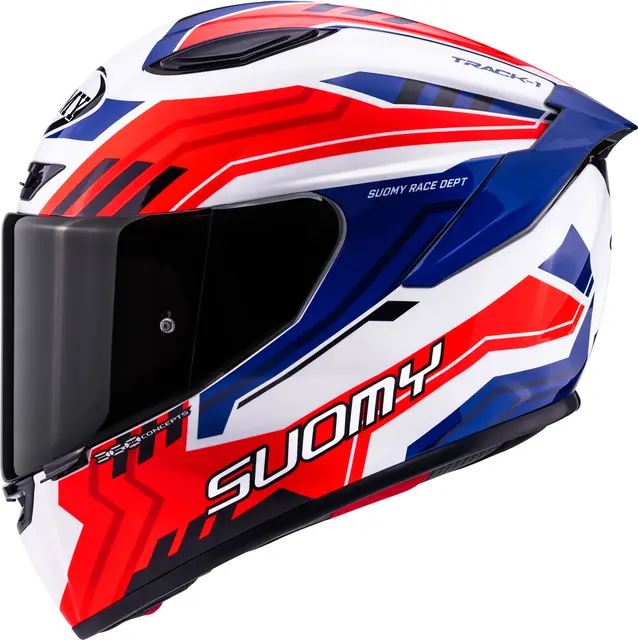 Suomy Track-1 Framework Hvit/Rød/blå  M Racinghjelm Ventilert 3komponent fiber 