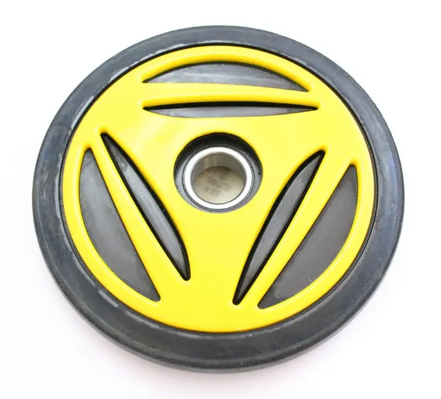 Boggiehjul Bombardier - 135mm, Gul 25mm aksling, leveres med lager 