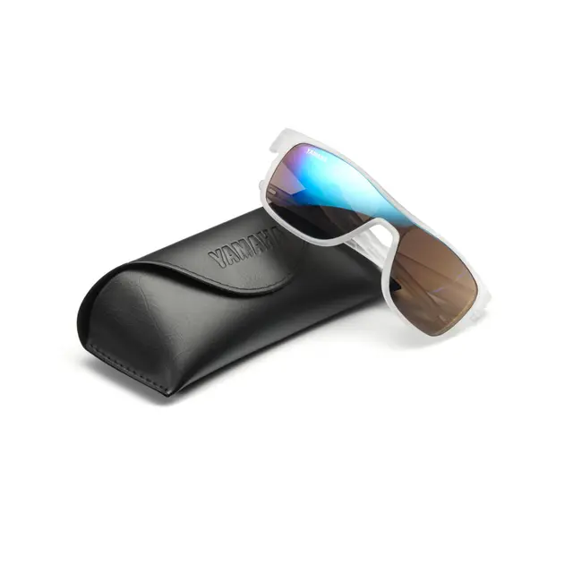 Yamaha Racingsolbriller Hvite med Blå Brilleglass 